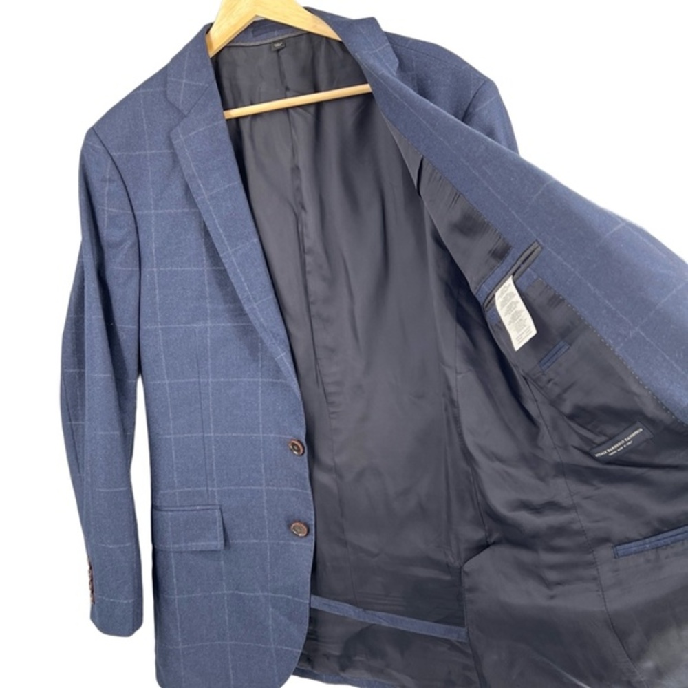 J.Crew Ludlow Suit Jacket Italian Wool Blue Windowpane Pattern 2 Button Mens 38R - Picture 6 of 8